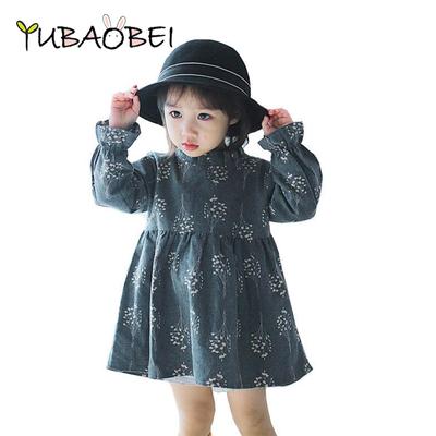 Abito da neonata Moda Abbigliamento per bambini Manica lunga in cotone floreale Abiti da principessa Abiti da ragazza