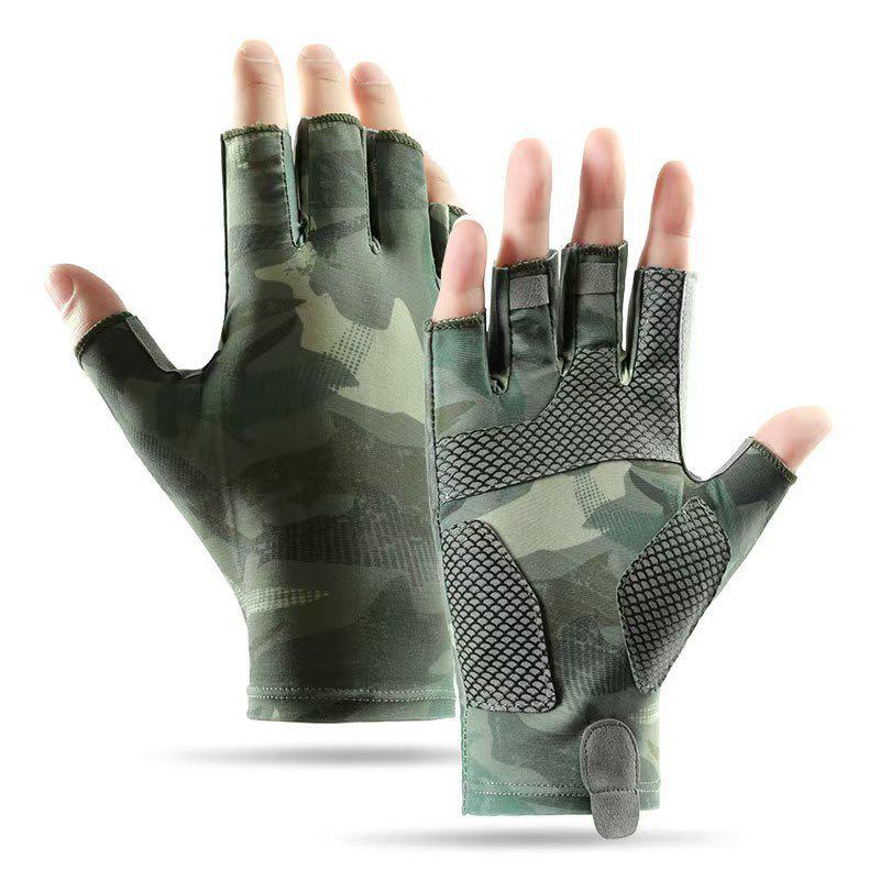 Spring & Summer Breathable Sun Protection Fishing Gloves - Anti-slip, Three-Fingerless, Thin Ice Silk, Wear-resistant Outdoor Angling Gloves