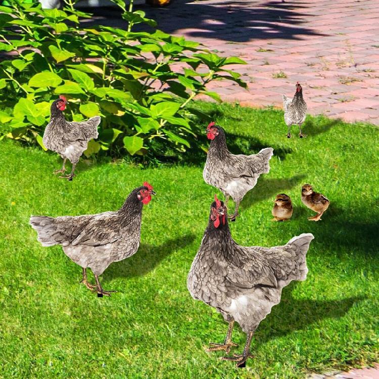 Chicken Garden Stakes Animal Stake Sculpture for Yard Outdoor Lawn Ornaments