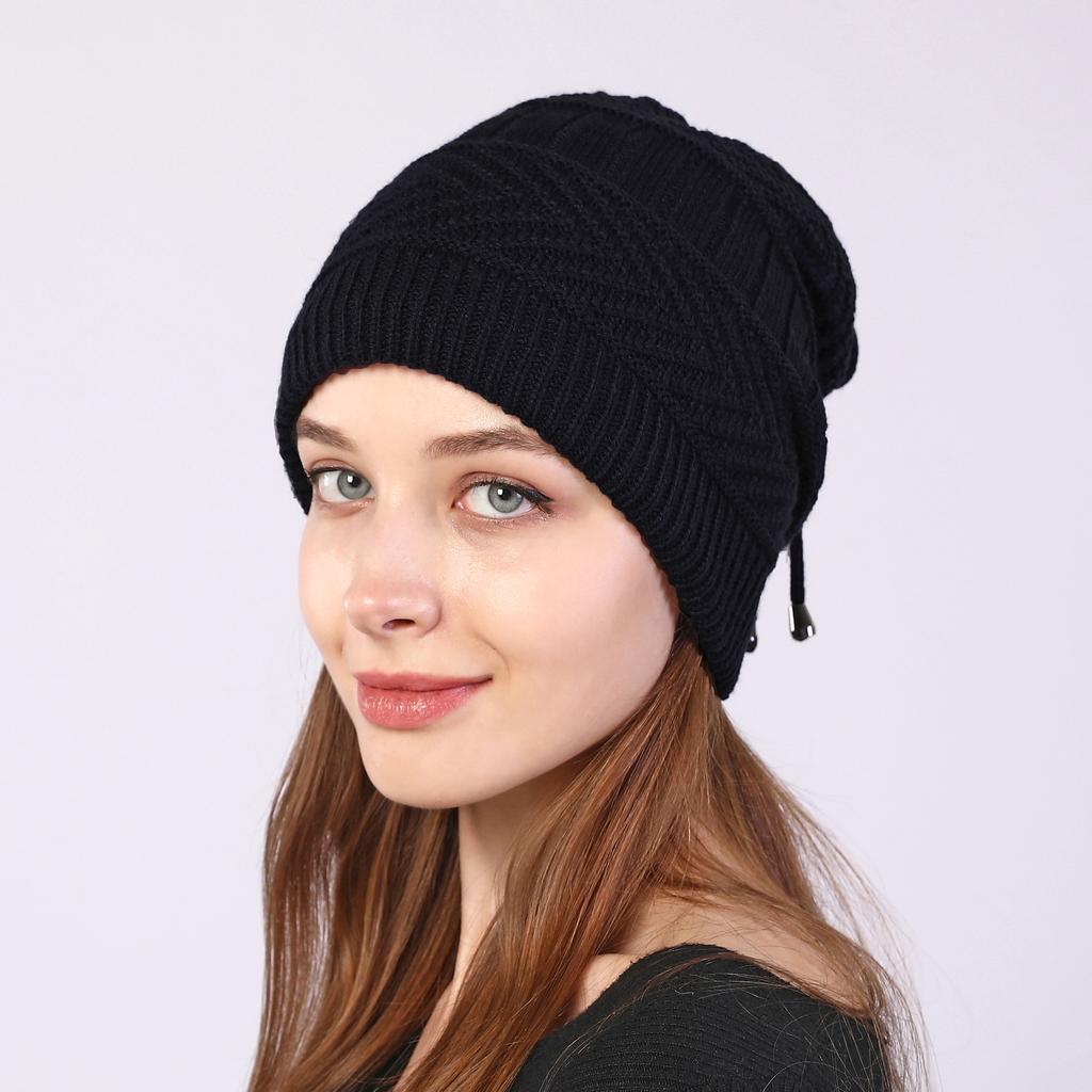 Cappello con cappuccio a collo alto 2 usi Autunno/Inverno Nuovo da donna in velluto caldo e antifreddo lavorato a maglia con protezione per le orecchie