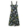 European American Women Fashion Summer Floral Print Spaghetti Straps Midi Dress
