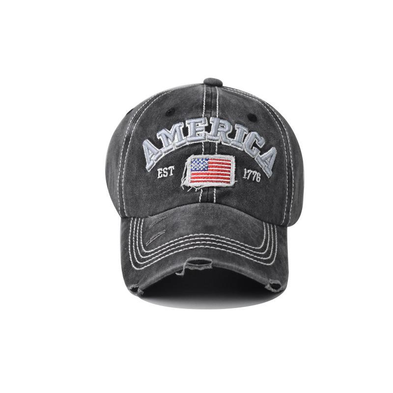 New Retro American Embroidered Letter Baseball Cap for Men and Women, Sun Shading Mesh Personalized Ins Truck Hat