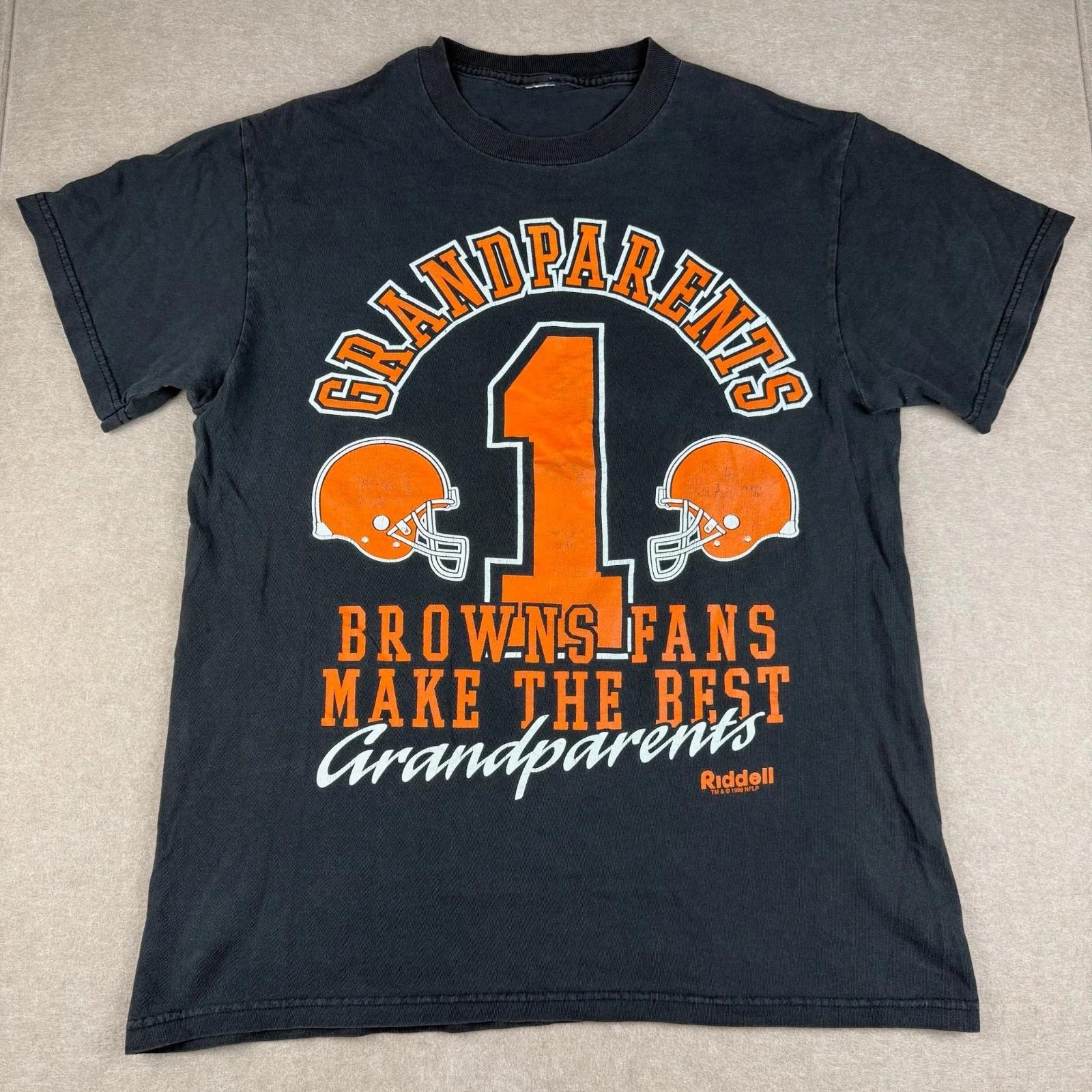 Vintage Cleveland Browns Grandparents Fans Tee Mens M Black NFL Riddell 1998 M