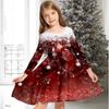 Girl Casual 3D Snow Gradient Print Round Neck Long Sleeve Dress Kid Princess Dress