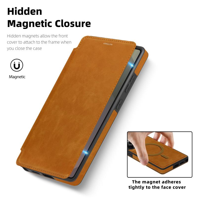 For Magsafe Magnetic 360°Full Protection Flip Holder Wallet Card Slot Phone Case For Samsung S25 Ultra S23 S22 S24 Ultra Plus