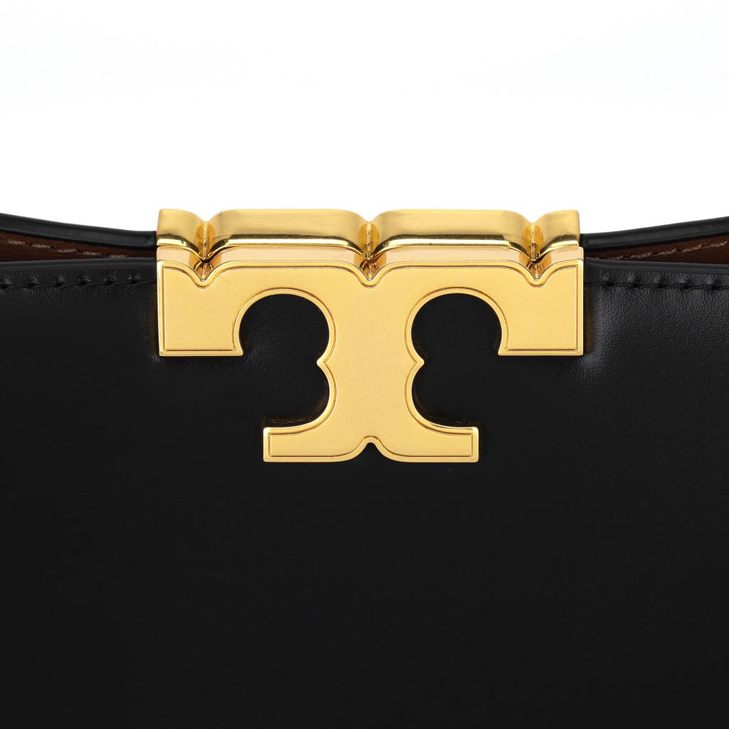 Tory Burch Eleanor Magnetic Snap Suede Trim Leather Tote Bag Women handbags Black 154816-001