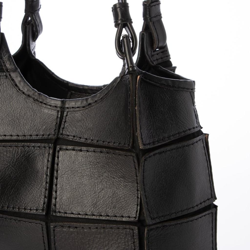 Peaks Peak Cowhide Patchwork Tote Size S Black 2-Way Bag, (Product Code 30-00-00001), Women's,