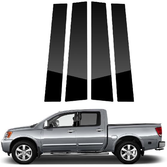 ACLONG Pillar Posts Door Window Trim Glossy Black Stainless Steel Compatible with Ford F-150 Super Cab Crew Lincoln Mark LT 2004-2014, Anti Scratch