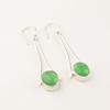 Natural Green Cat's Eye Gemstone 925 Sterling Silver Handmade Hook Earrings2.63" EE-136-35