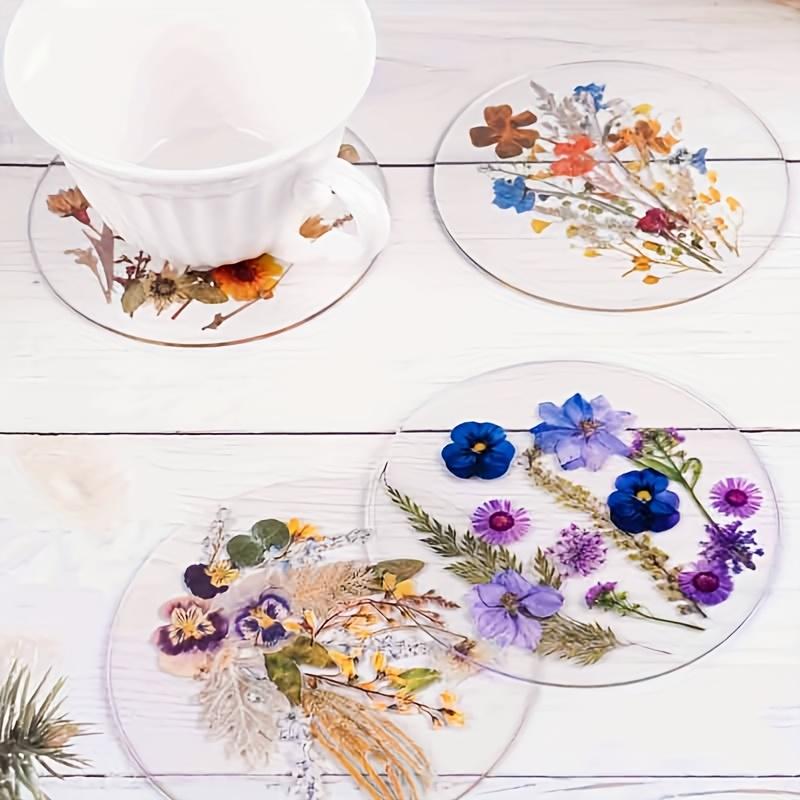 1/4pc 2D Flat Acrylic Coaster Colorful Printed for Wedding Birthday Mother's Day Gift Table Decor Wildflower Pattern Vase Holder