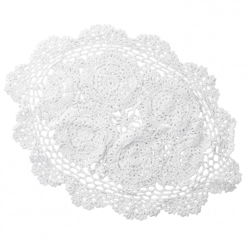 Dining Placemat Decoration Retro Oval Hand Crochet Cotton Lace Doilies