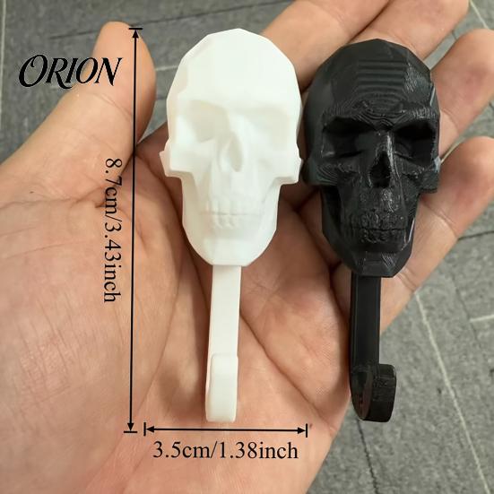 Personalized Wall Pendant 2Pcs 3D Printed Skull Hook, Gothic Dark Mounted Hanger, Geometric Halloween Hanger Towel Key Hat Storage Hook for