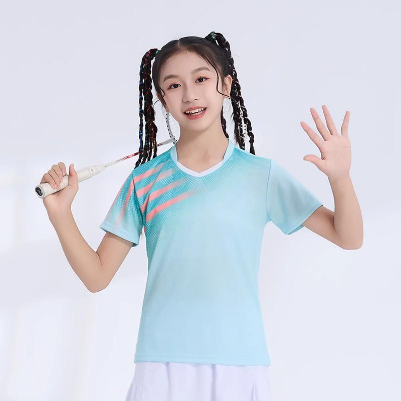 Custom Printed Quick-Dry Badminton Shirt Kids Unisex Sport Top Tennis Pickleball Training Competition Wear