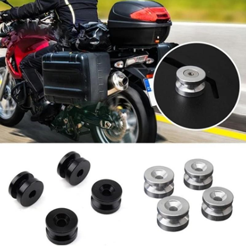 4Pcs Universal Motorcycle Rear Luggage Case Helmet Trunk Suitcase Bracket Base Plate Bushing Pad Buckle Spacers Screws Nuts