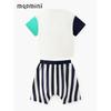 [Moisture-Absorbing and Quick-Drying] Mqd Boys' Suit Summer New Style Kidsren's T-Shirt Striped Shorts Two-Piece Set