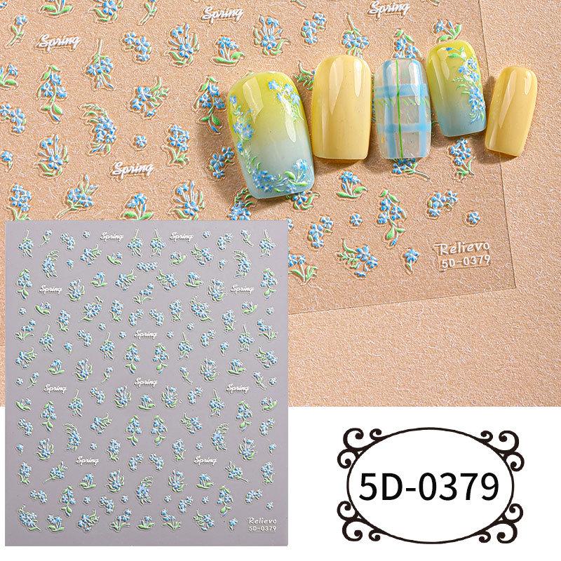 Zhengxiang 5D Lemon Flower Butterfly Nail Art Stickers - Fresh, Embossed, and Popular Design
