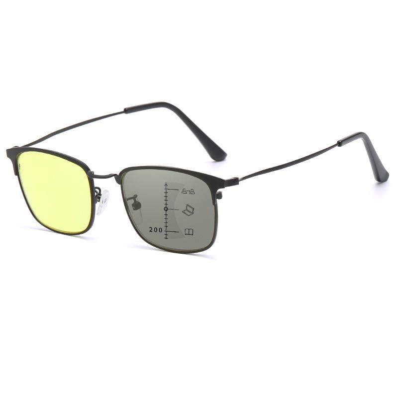 Night Vision Multifocal Photochromic Glasses Yellow Anti Blue Light Reading Glasses Business Dual-purpose Presbyopia Glasses