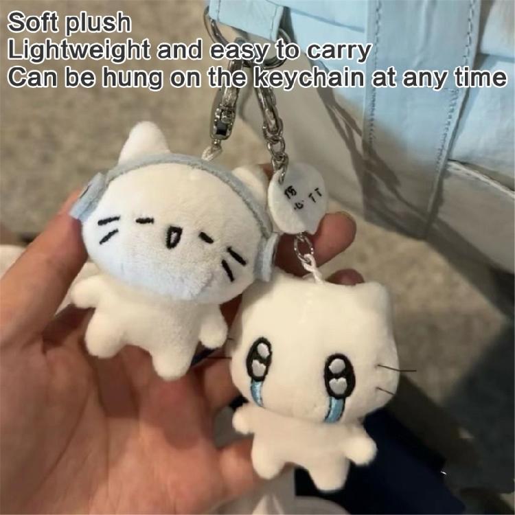 2PCS Handmade Plush Keychain Pendant Cats Shape Bag Charm Stylish Bag Ornament Plush Texture Suitable for Everyday Use