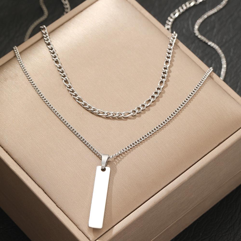 Stainless Steel Necklaces Fashionable Atmosphere Double Chain Pendant Necklaces For Women Zircon Suitable For Daily Wear Gifts