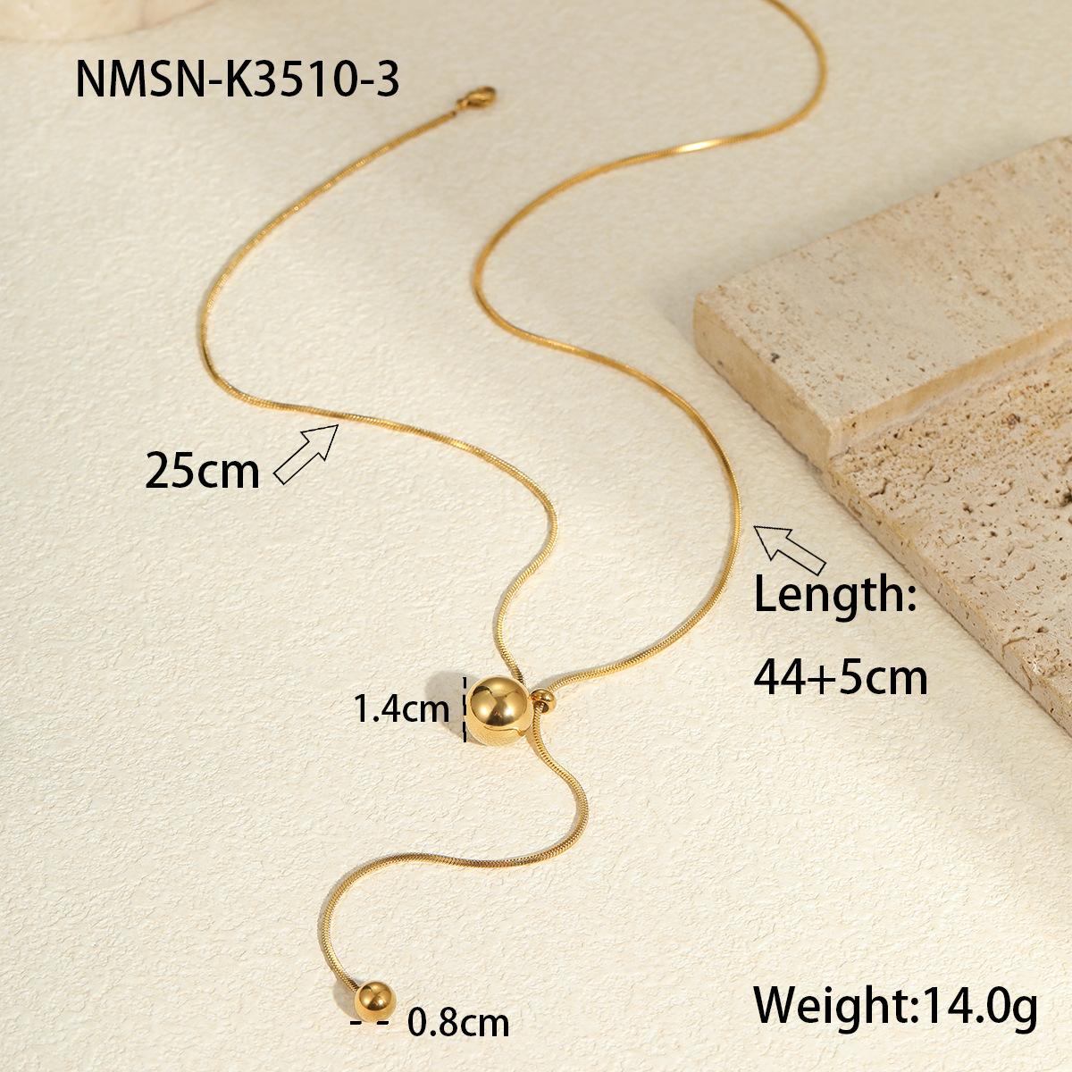 GEMCHIC Women s Minimalist Tassel Geometric Bead Titanium Steel Snake Chain Necklace Fashion Statement Jewelry