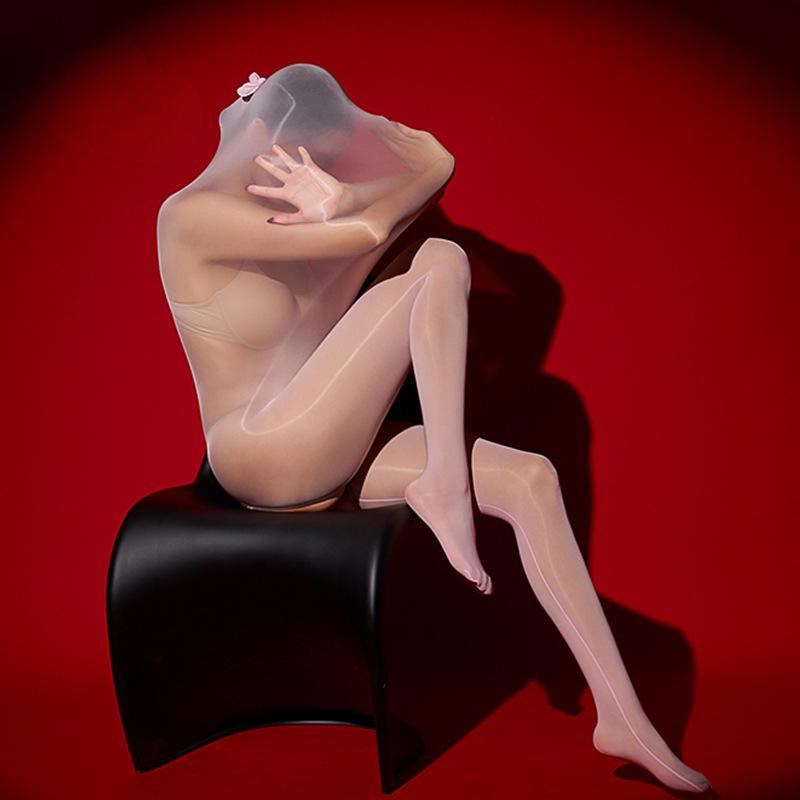 Womens Sexy Sleeping Bag Oil Glossy Transparent Couple Interactive Body Stockings Ultra Elastic Lingerie See-Through Underwear