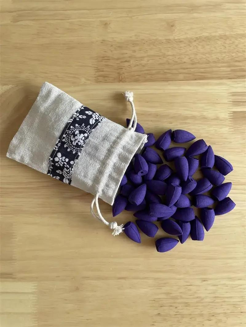 

45Pcs Incense Cones With Drawstring Bag Backflow Incense Cones Sandalwood Jasmine Rose Smoke Cone Reflux Tower Incense Bullet Lavender