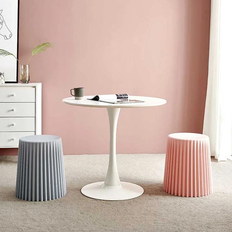 Creative Nordic Plastic Stool Thickened Round Stools for Living Room Fashionable Beautiful Corrugated Bucket Cut Surface Stool