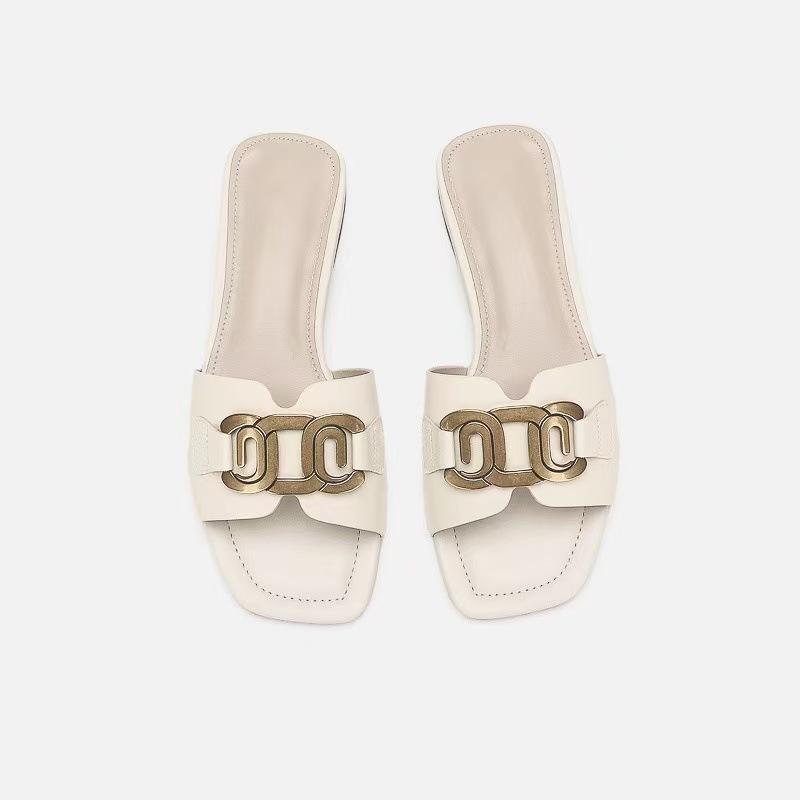 Slippers women's summer outer wear flat bottom new models new square head word