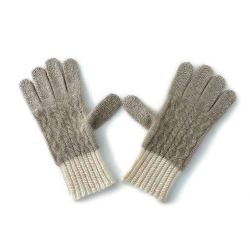 

Touch Screen Gloves Cashmere Autumn and Winter New Men s and Women s Color Matching Thickened Warm Cycling Windproof Knitted Five Finger One size