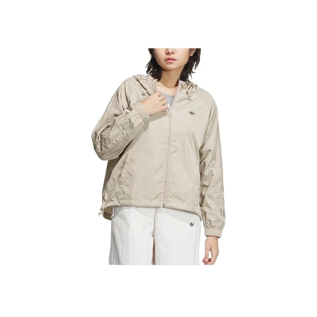 adidas Originals Sport Fashion Trend Windbreaker Long Sleeve Jacket Women Jacket Off-White JD6382