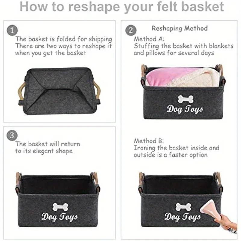Felt pet toy box dog toy box storage basket box  perfect for organizing pets