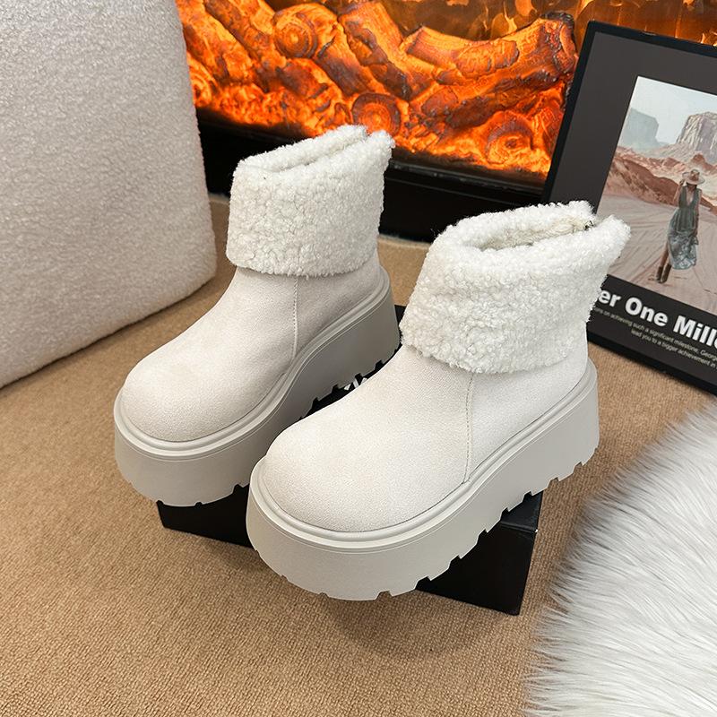 Women's thick bottom a footstool fashion winter lightweight warm anti cold snow boots non-slip casual sneakers cotton boots
