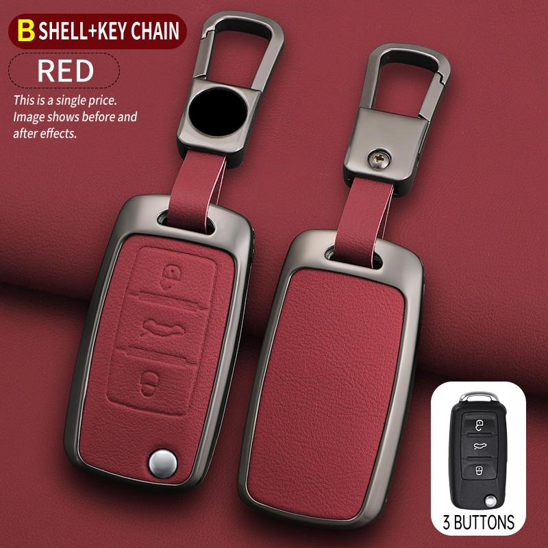 Modelegerat bilnyckelfodral till VW Volkswagen Polo Tiguan Passat B5 B6 B7 Golf 4 5 6 MK6 Jetta Lavida Skoda Octavia Seat