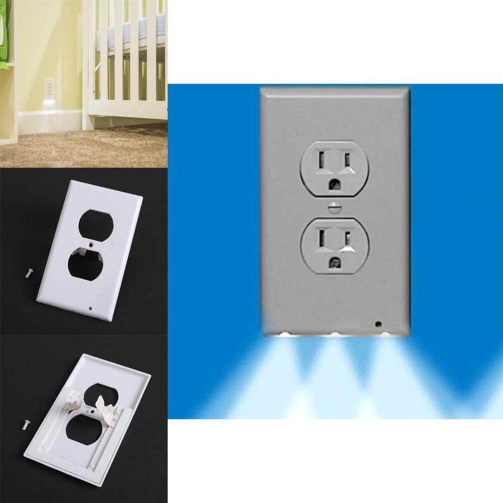 Versatile Wall Outlet Cover Socket Plate With Led Night Light Sensor For Safe Use