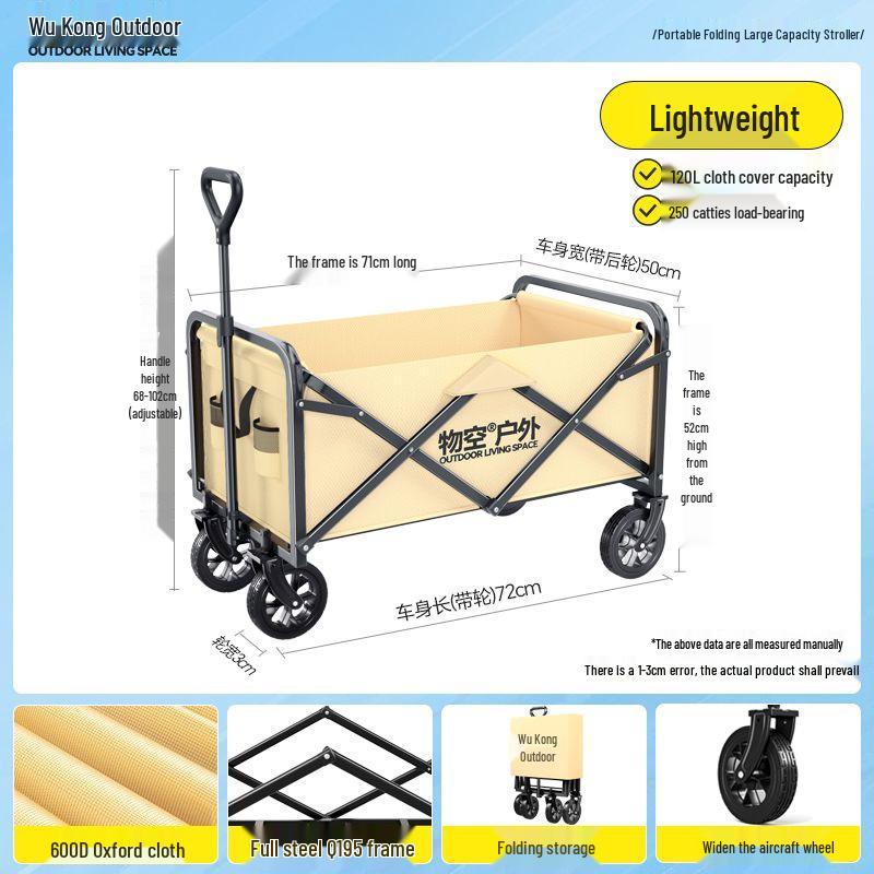 Portable Foldable Camper Van Cart: Hand-Pulled Travel Trailer for Kids, Outdoor Use.