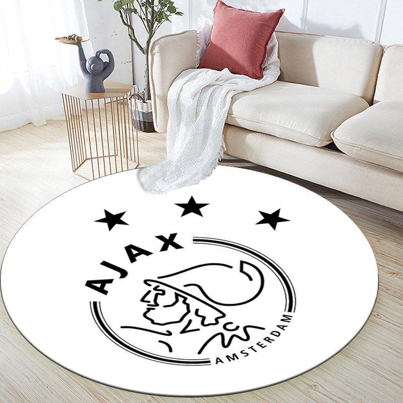 AFC Ajax Amsterdam Logo Runder Teppich, Rutschfester Waschbarer Kreis Teppich Für Wohnzimmer Schlafzimmer Spielzimmer, Sportfan Dekoration, Feiertags Geburtstagsgeschenk