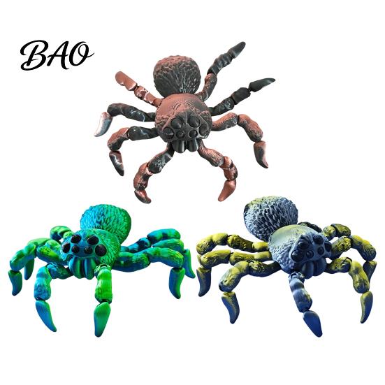 Detailed Fluffy Texture Spider 3D Printed Fidget Toy with Eyes, Large Articulated Figurine Unique Gothic Style Decor Flexible Joints, Halloween
