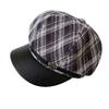 Retro plaid octagonal hat female autumn and winter Maillard wears a leather-brimmed newsboy hat to show her face, a small painter beret