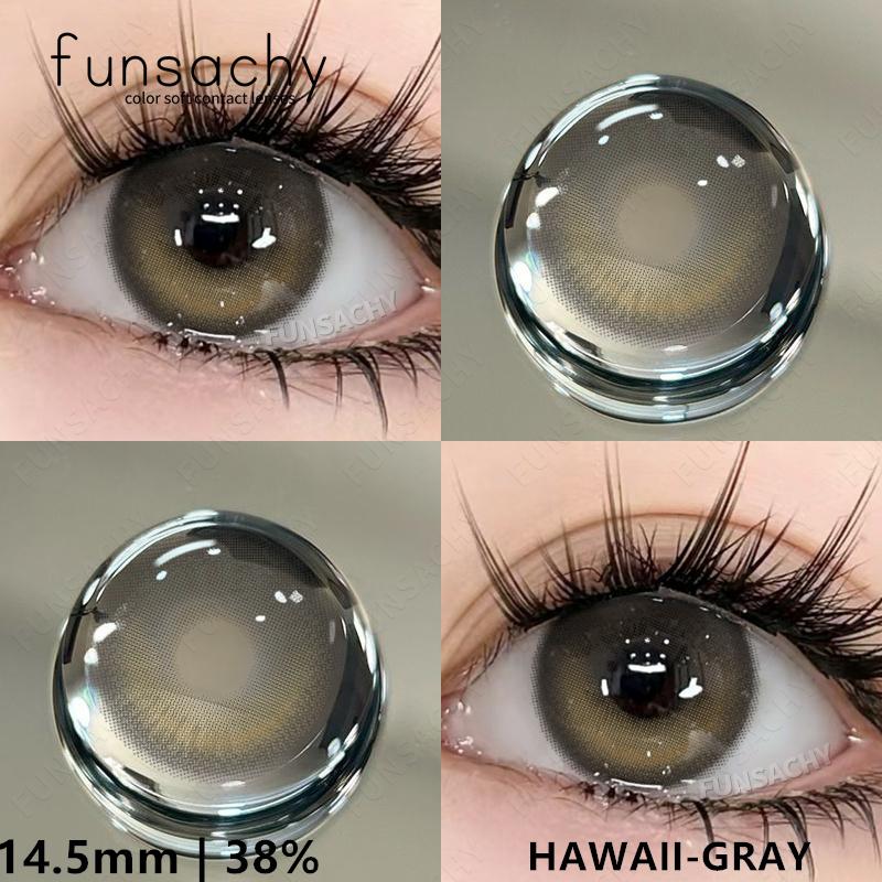FUNSACHY1Pair Natural Contact Lens Yearly Colored Lenses For Eyes  Gray Eyes Cosmetics Pupilentes Eye Color Lens  with Lens Case