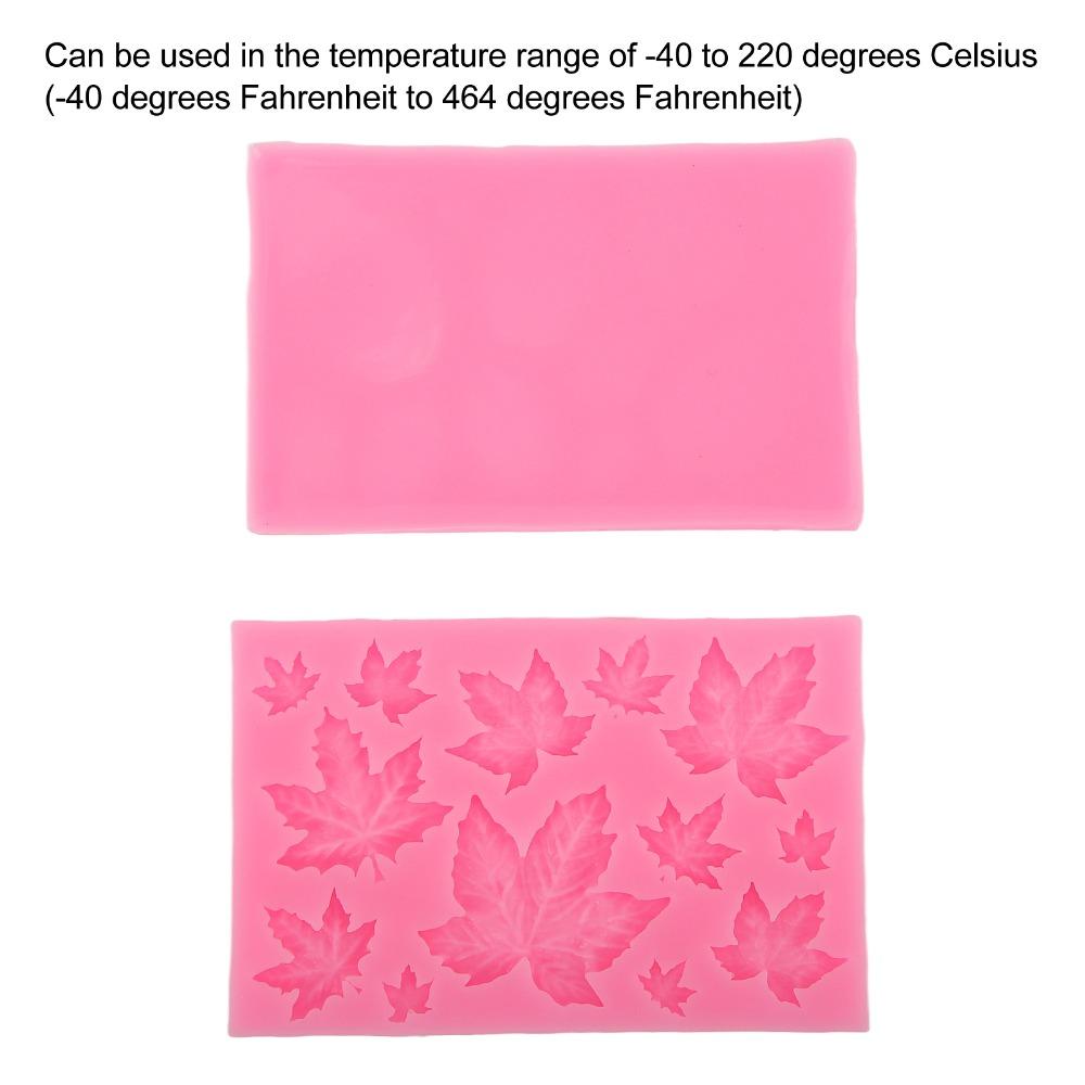 4pcs Washable Fondant Mould Pink Maple Leaf Mould Candy Mould Leaf Silicone Mould  Cupcake Topper
