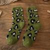 5/10 Pairs Comfortable Casual Coral Velvet Socks for Women Thickened Mid Calf Socks Cute Cow Spot Fleece Lined Floor Socks Home Warm Sleep Socks