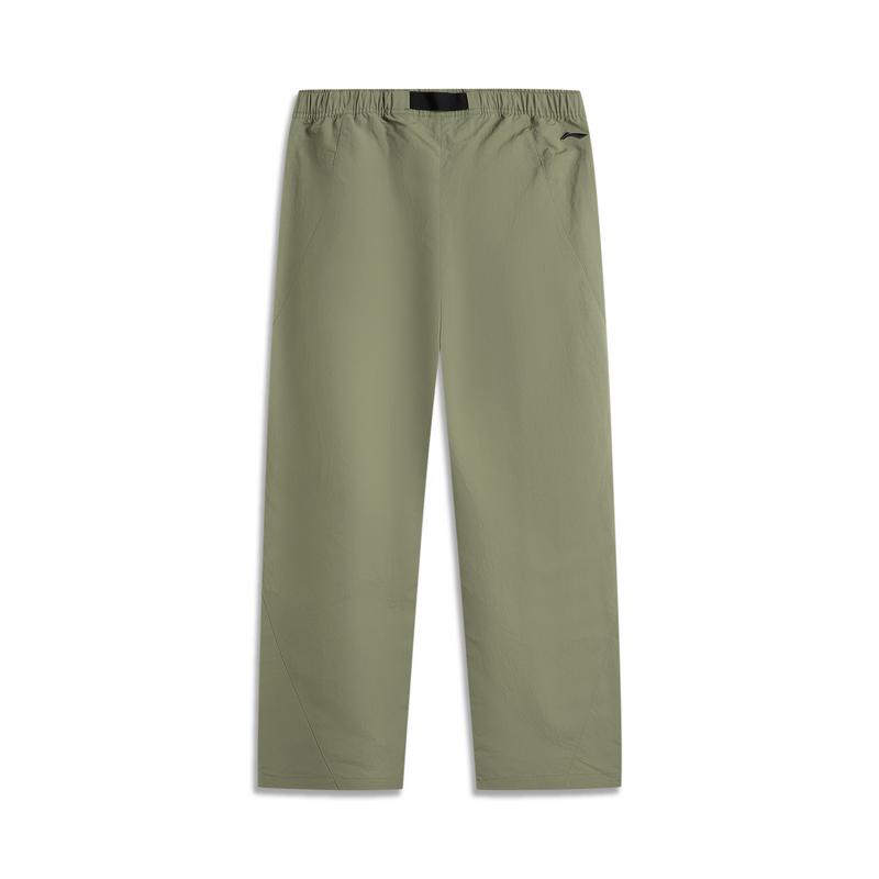 Li Ning CF Outdoor Series Comfortable Simple Versatile Elastic Water-Resistant Straight Casual Pants Men bottoms Tea-Green AYKV197-2
