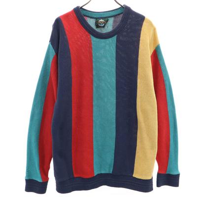 90s Old Striped Pattern Long Sleeve Knit L Men's Used