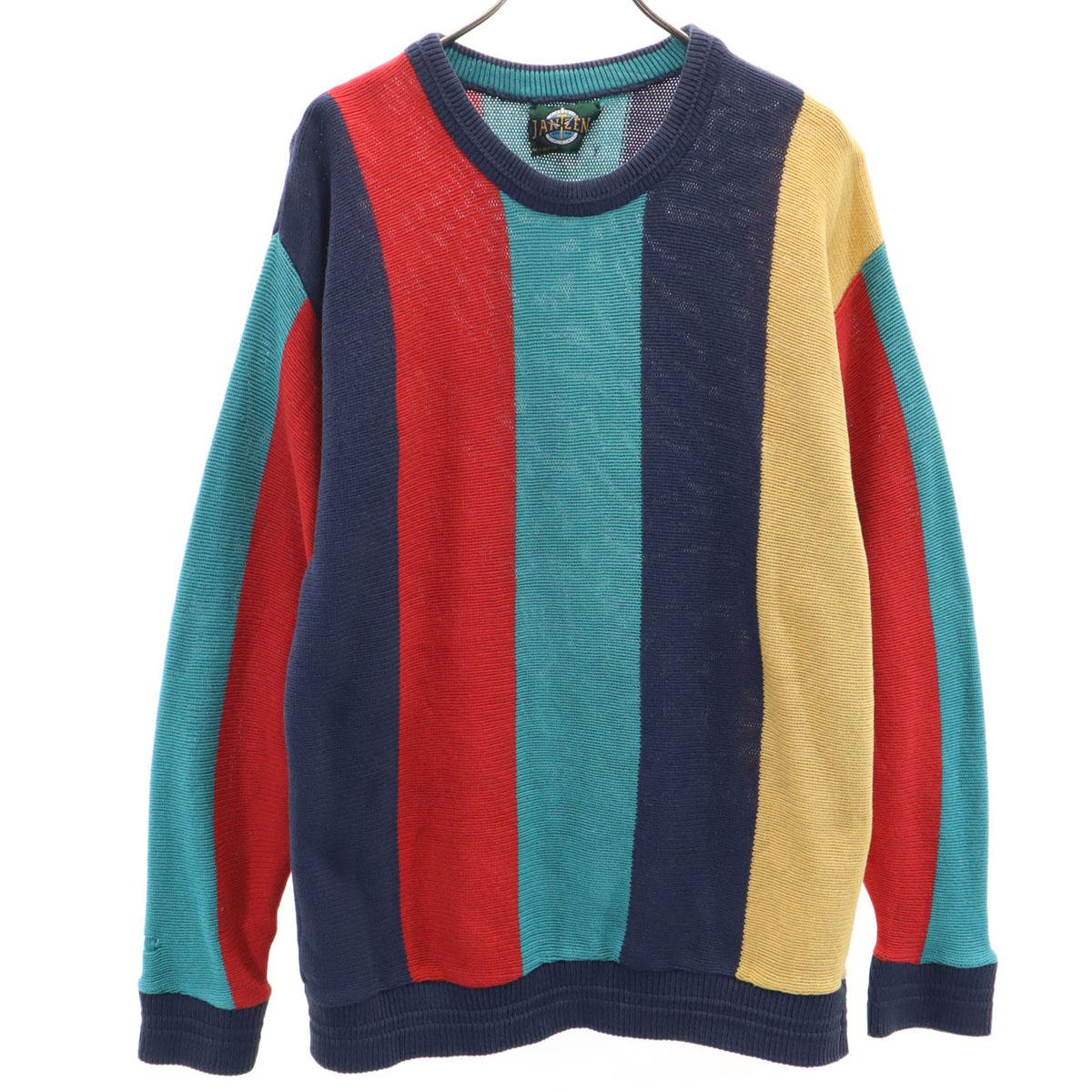 

Jantzen 90s Old Striped Pattern Long sleeve knit L Men s Used