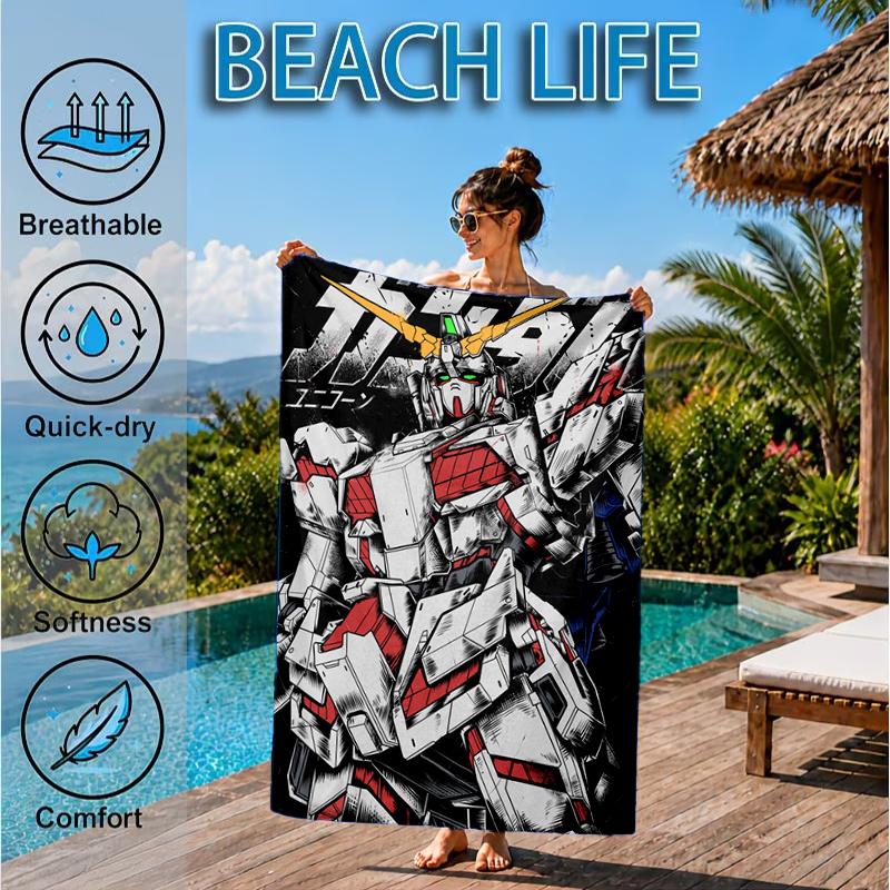 Robotic Warrior Design Beach Towel, Microfiber Beach Towel, Perfect For Pool, Beach, Travel, Home Decor Beach Party Fan gifts
