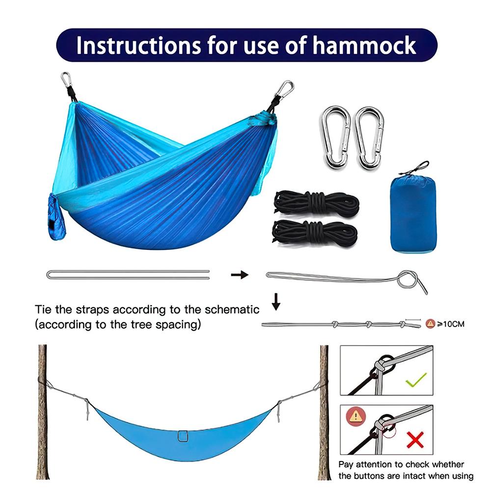 Goture Portable Hammock 270x140cm Nylon Ice Silk Duyan Outdoor Large Wide Hanging Bed for Camping Garden Leisure Travel Tent