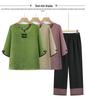 Stylish Summer Two-Piece Set for Elderly Women – Grandma's Mid-Sleeve Top & Fashionable Pants