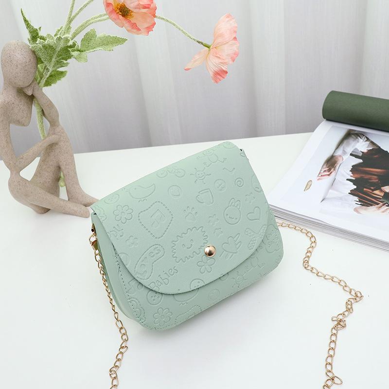 Fashion embossed pattern single shoulder crossbody chain small square bag versatile women's bag