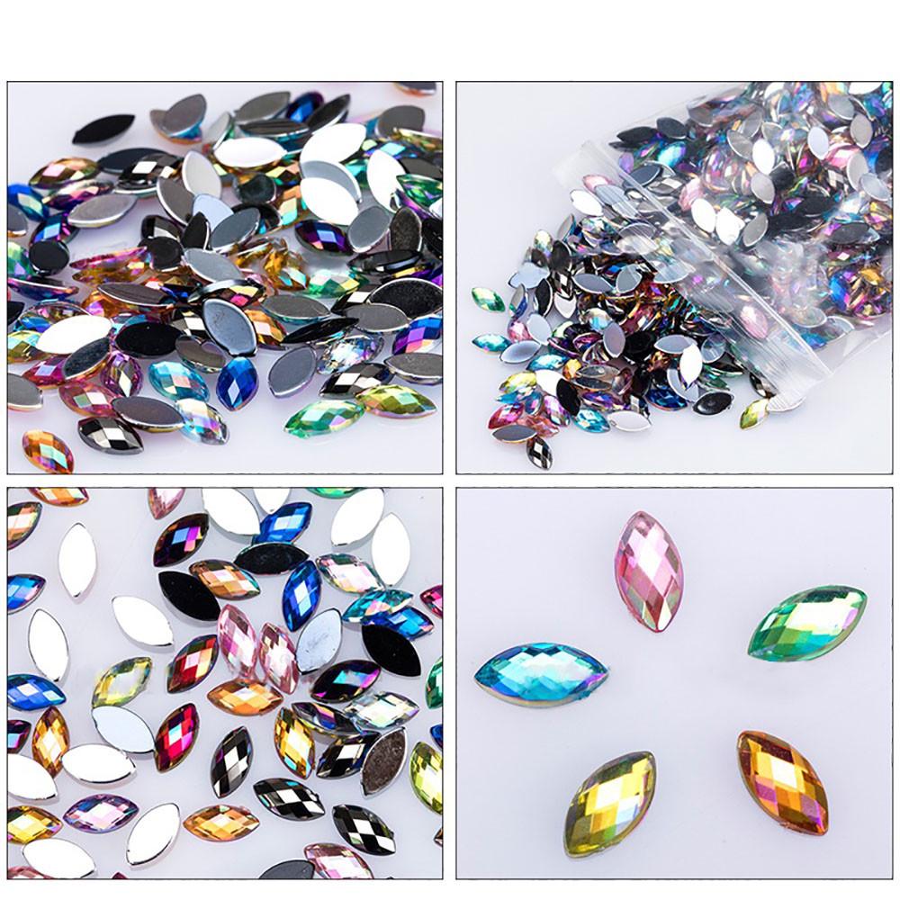 500Pcs Glitter Horse Eye Rhinestones 3D  Decorative Glue Acrylic 