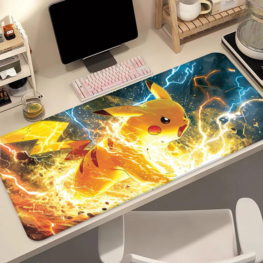 Mouse Pad P-Pokemon Pikachu Lockedge Larger 90x40cm Gaming Accessories Computer Gamer Keyboard Mouse Mat Desk Mousepad For Gift